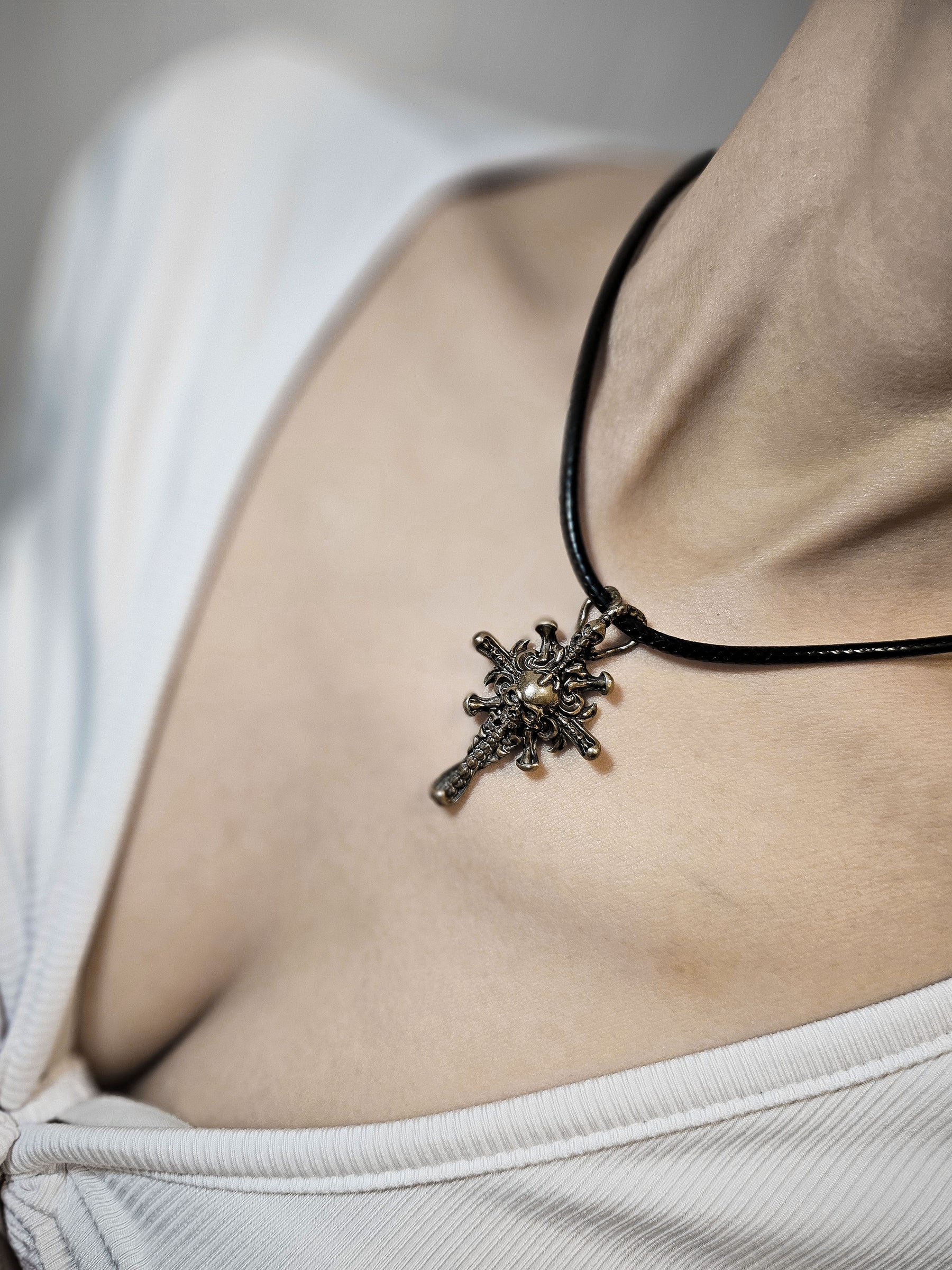 Skull Pendant | Gothic Biomechanical Crucifix