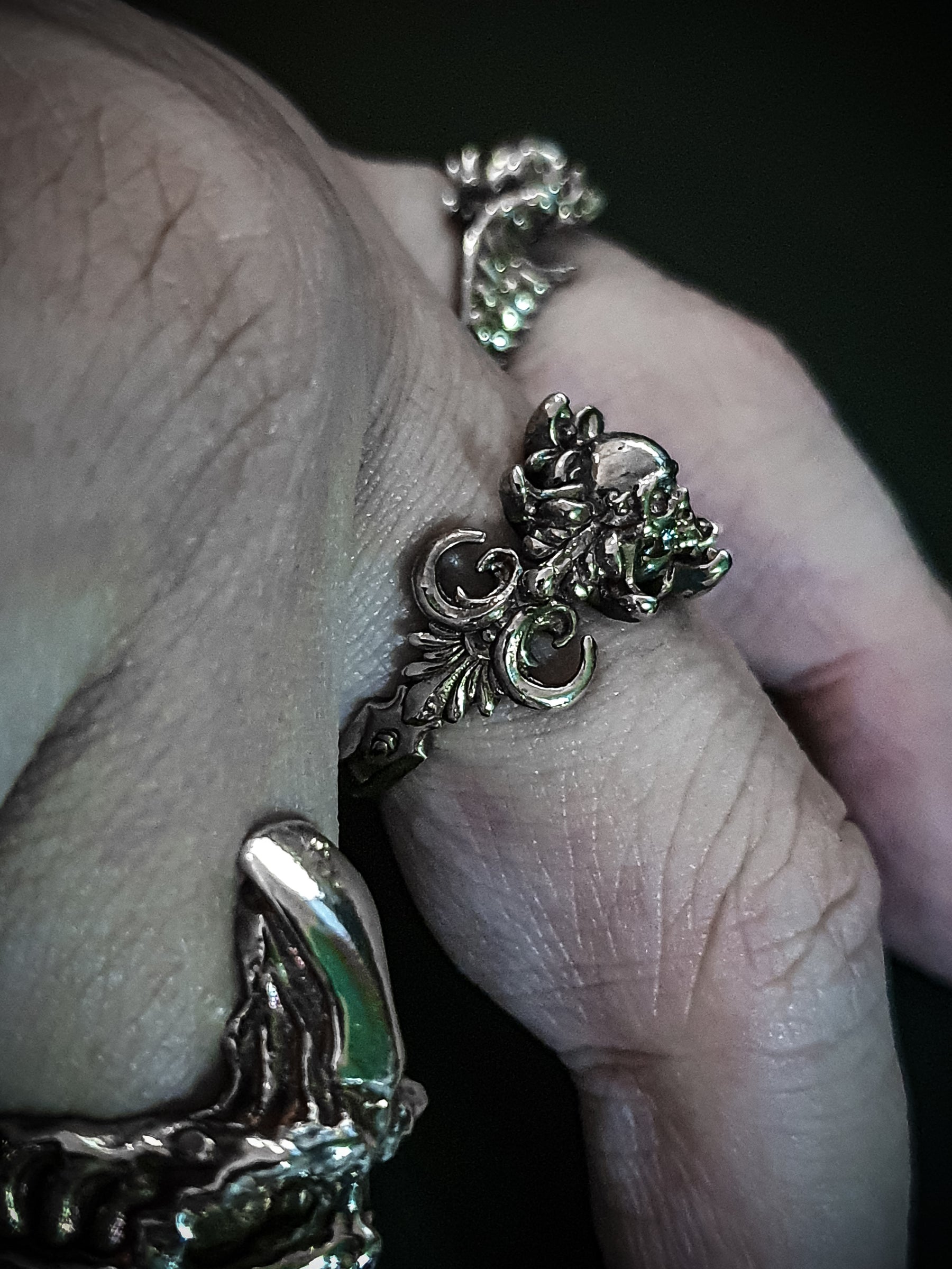 Decorative Skull Ring | Gothic Art Nouveau Floral flower Ornament