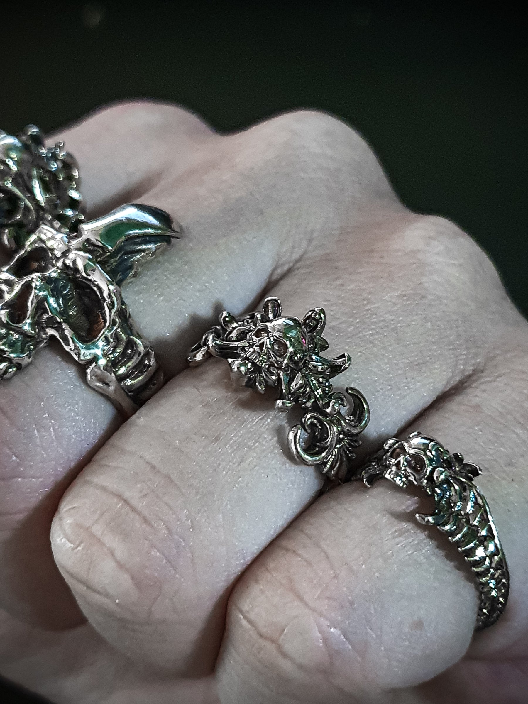 Decorative Skull Ring | Gothic Art Nouveau Floral flower Ornament