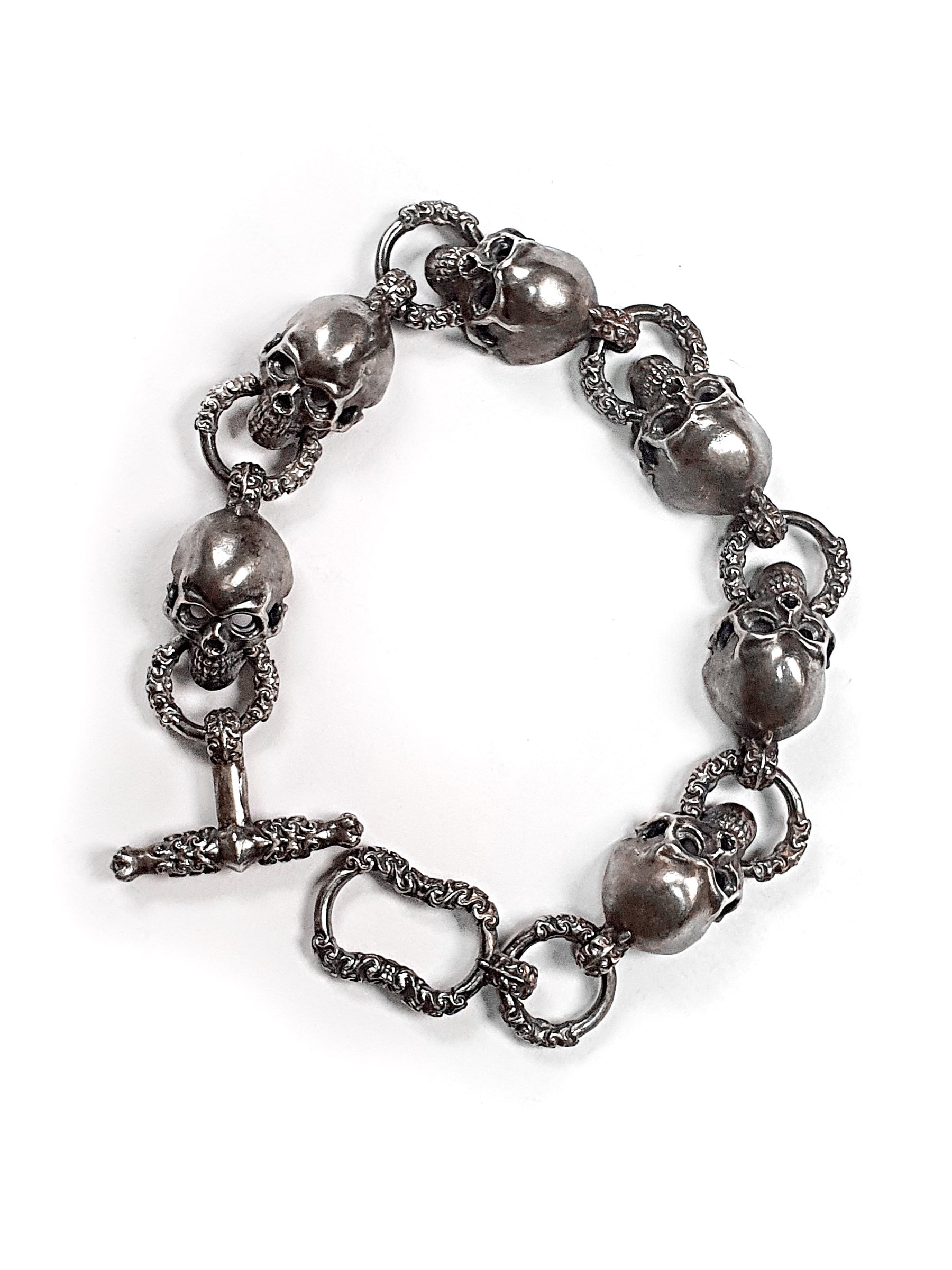 Skull Chain Link Bracelet | Biting Skull Chain