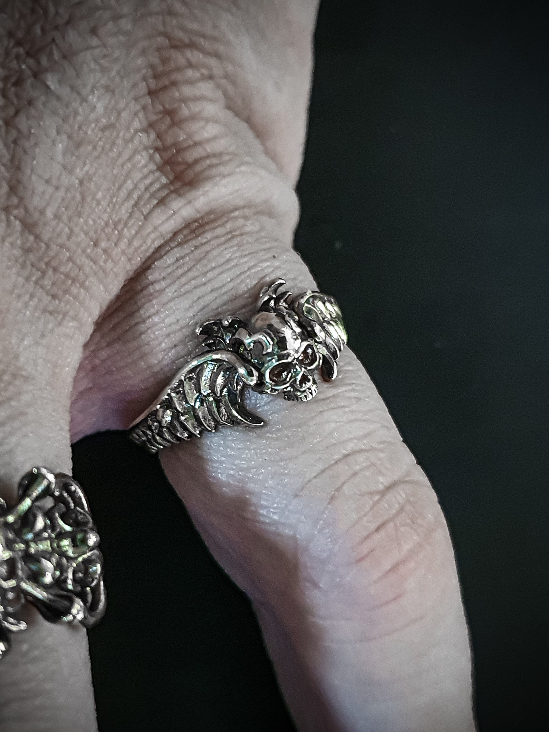 Skull Ring | Dainty Winged Angel adjustable