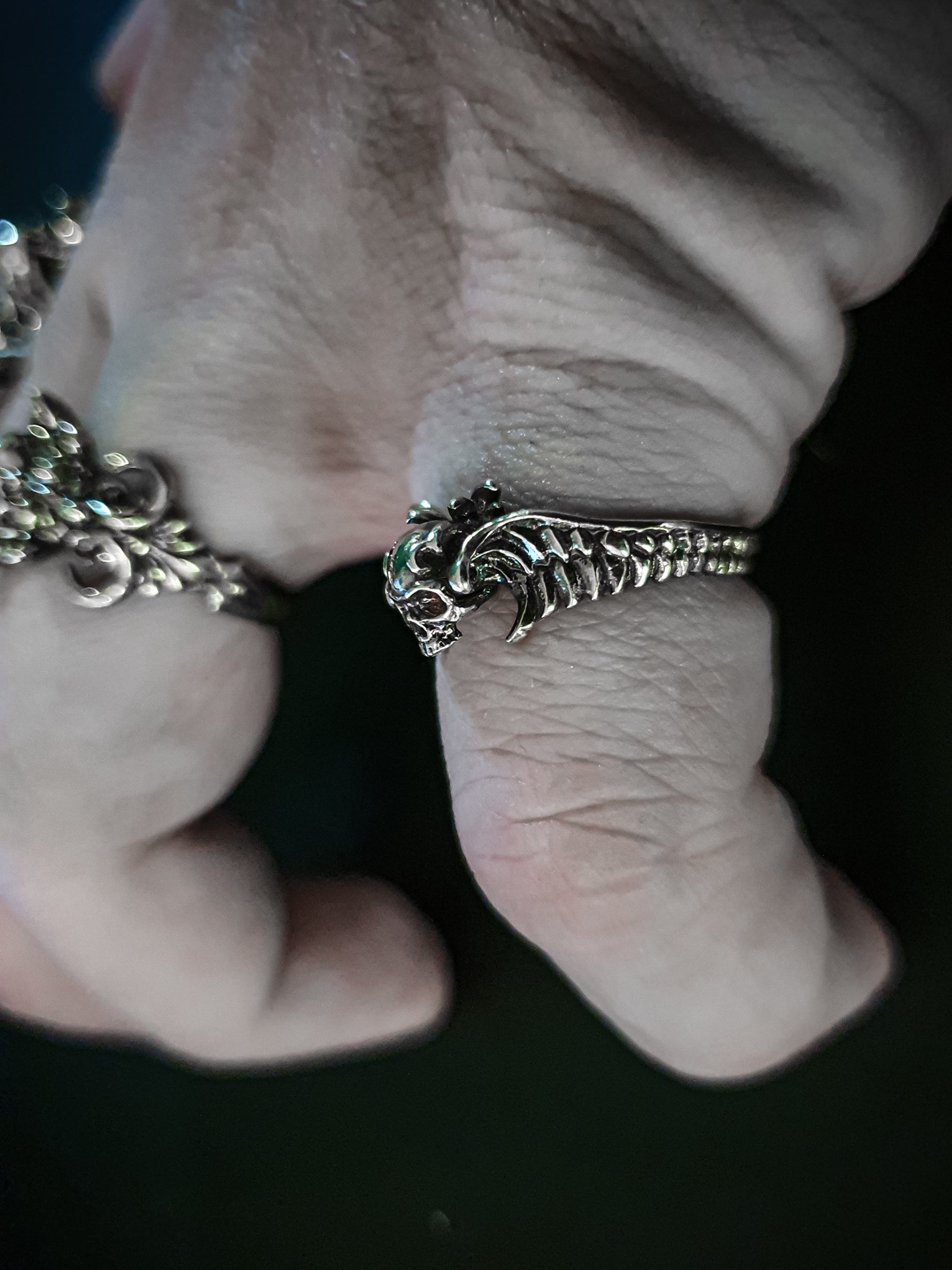 Skull Ring | Dainty Winged Angel adjustable