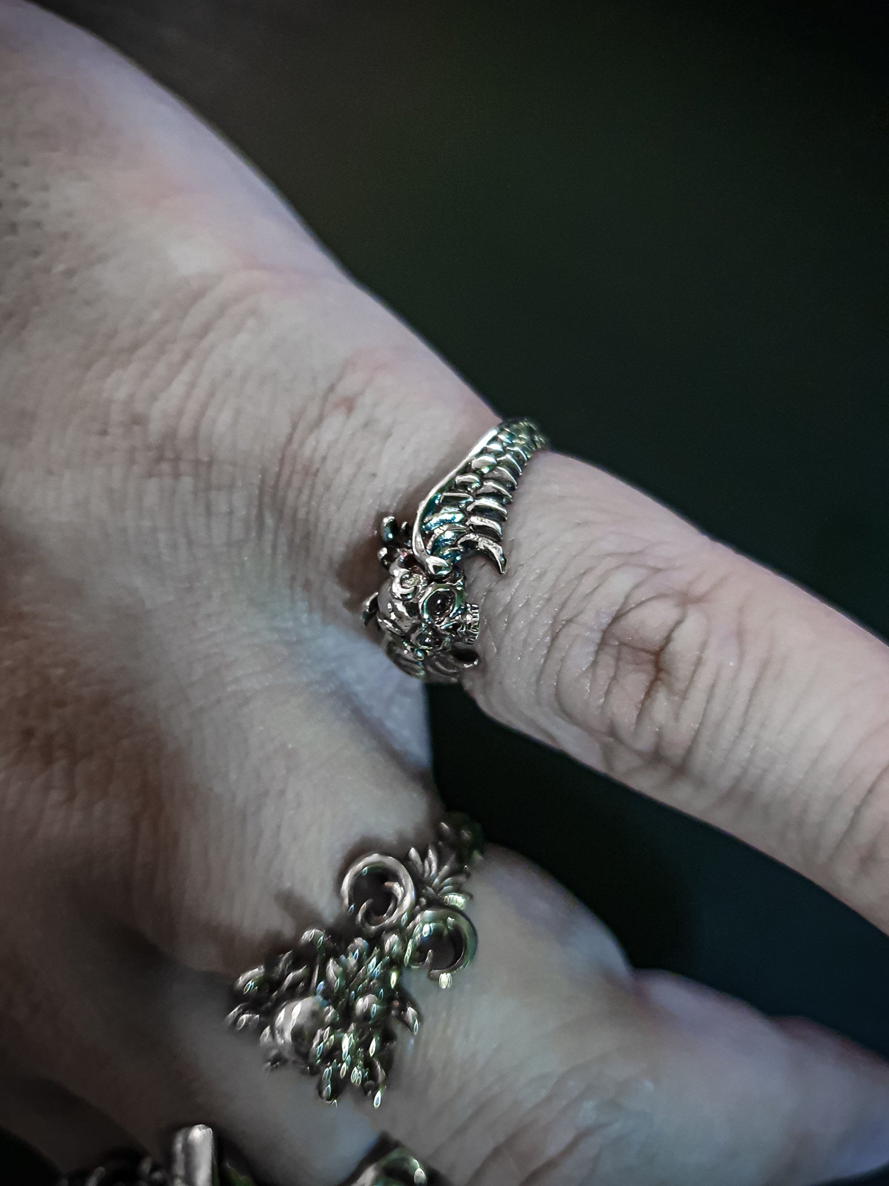 Skull Ring | Dainty Winged Angel adjustable