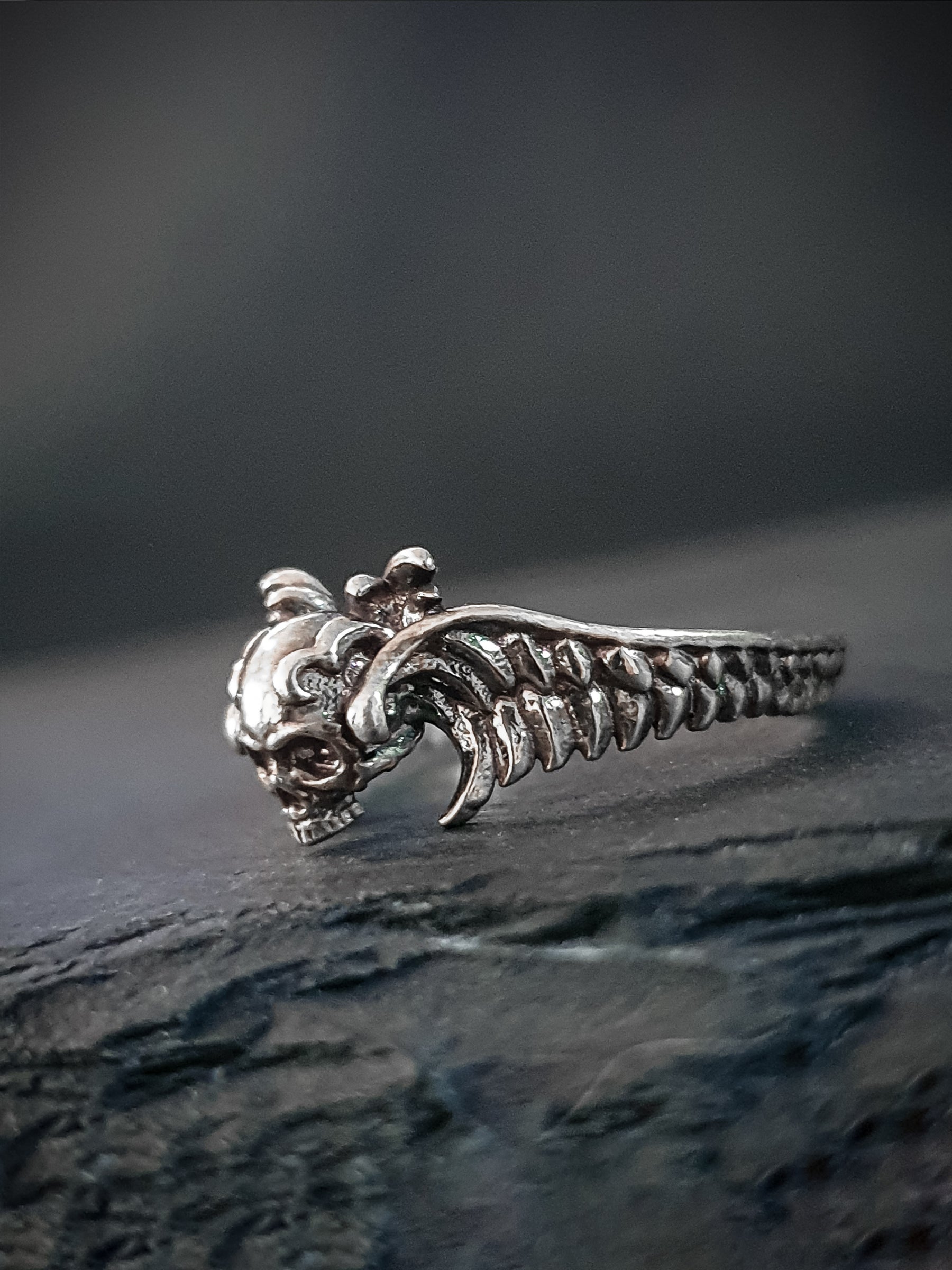 Skull Ring | Dainty Winged Angel adjustable