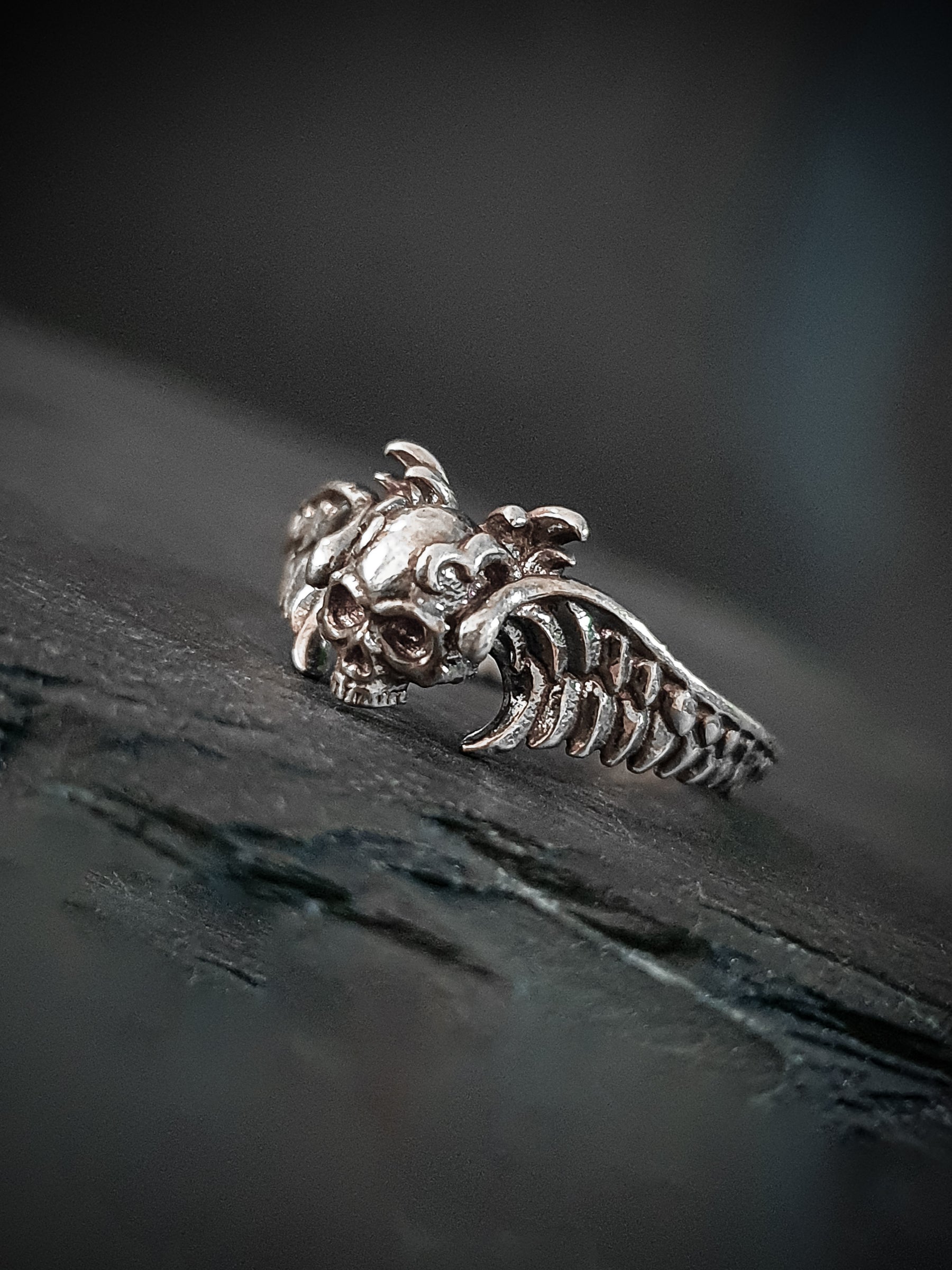 Skull Ring | Dainty Winged Angel adjustable