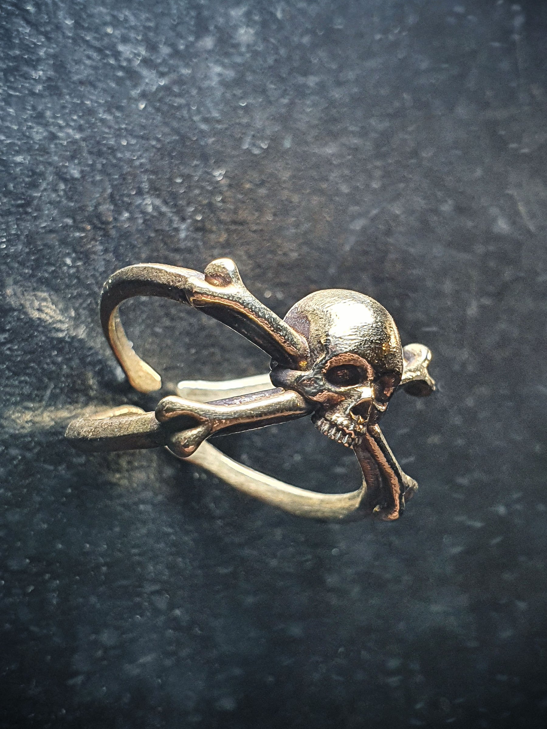 Skull Ring | Adjustable CrossBones with X Frame