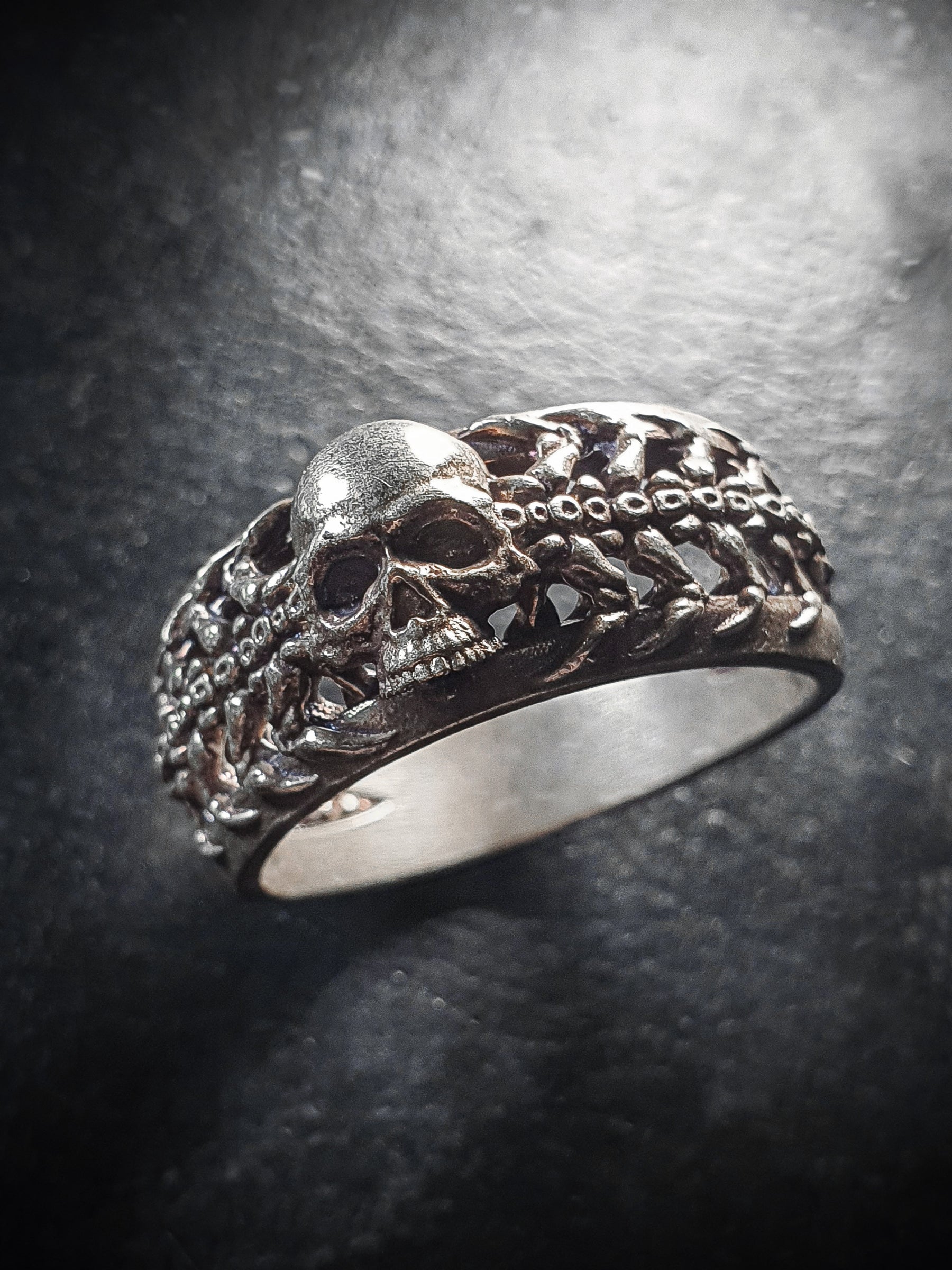 St. Ivy' Natural Diamond Platinum/Black Skull Engagement Ring