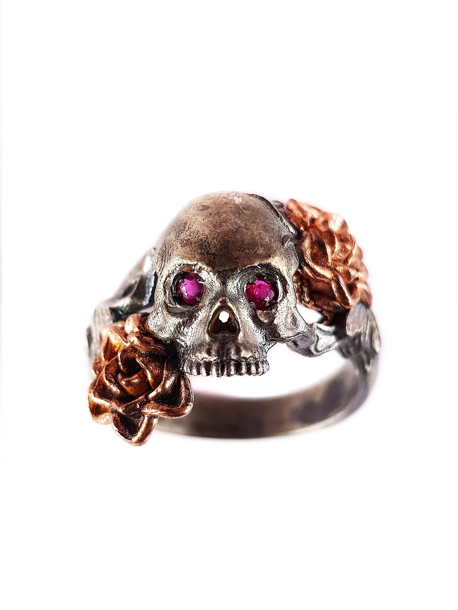 Skull And Roses Rings Skull Ring | Double Rose