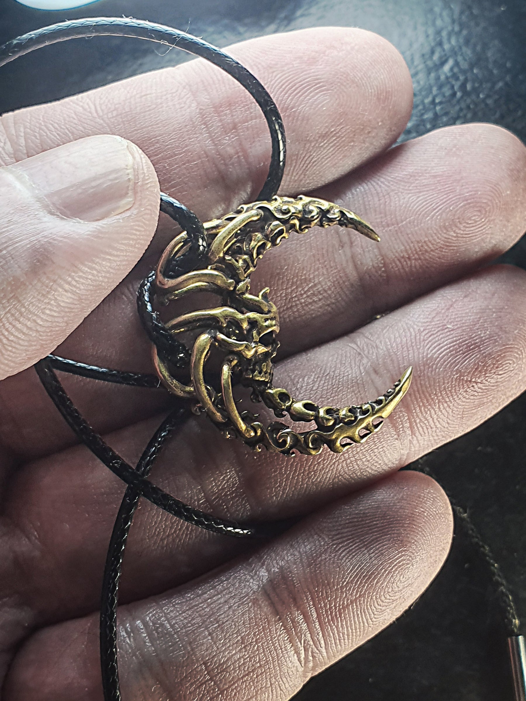 Skull Pendant | Lunar Crescent Moon